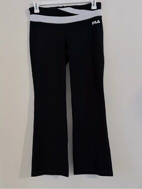 Fila Sport Black Track Pants with White Waistband Accent Size M